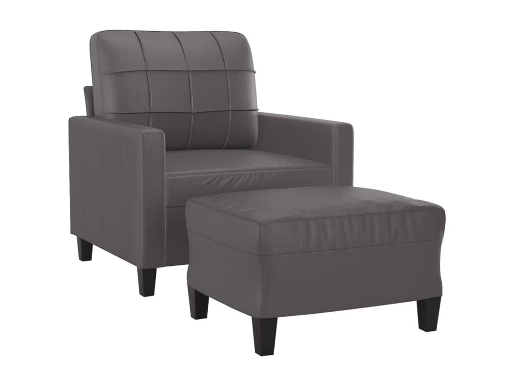 Armchair with footrest, Grey, 60 cm, Faux leather