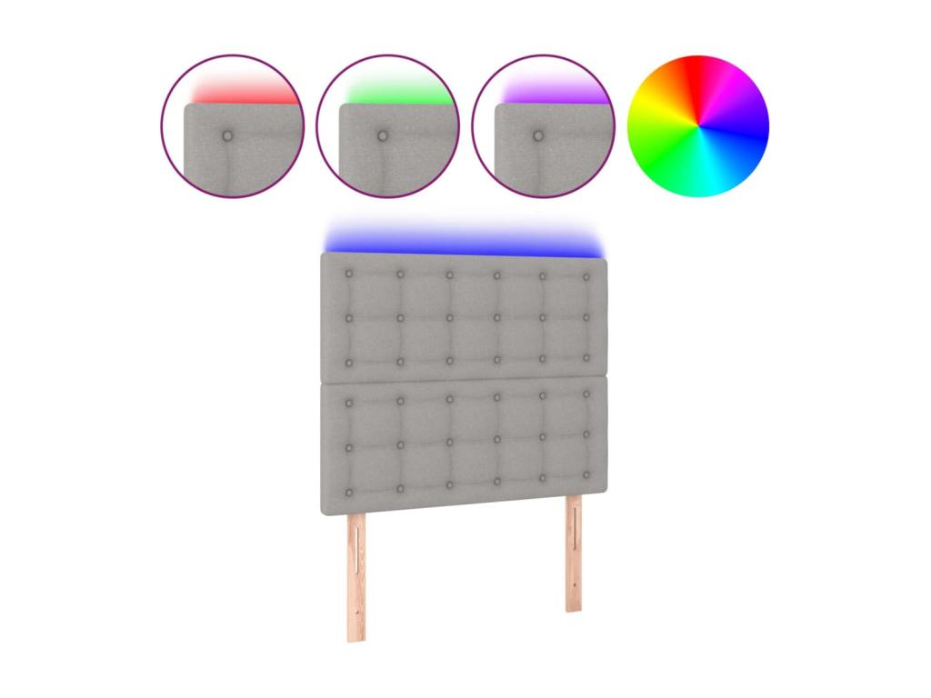 Light Grey LED Headboard 100x5x118/128 cm Fabric