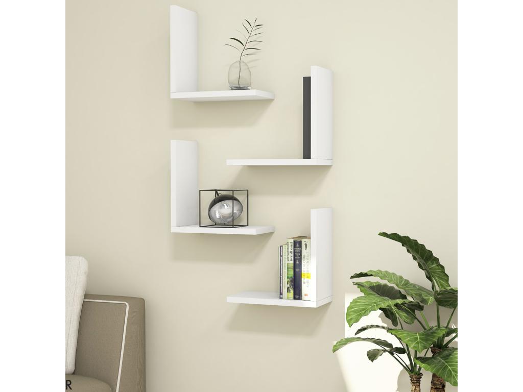 Set of 4 Broby wall shelves 30x30x16 cm white Meubiana
