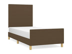 Bed frame with headboard, dark brown, 90x190 cm, fabric
