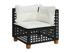 11-piece garden furniture set with cushions, black woven resin