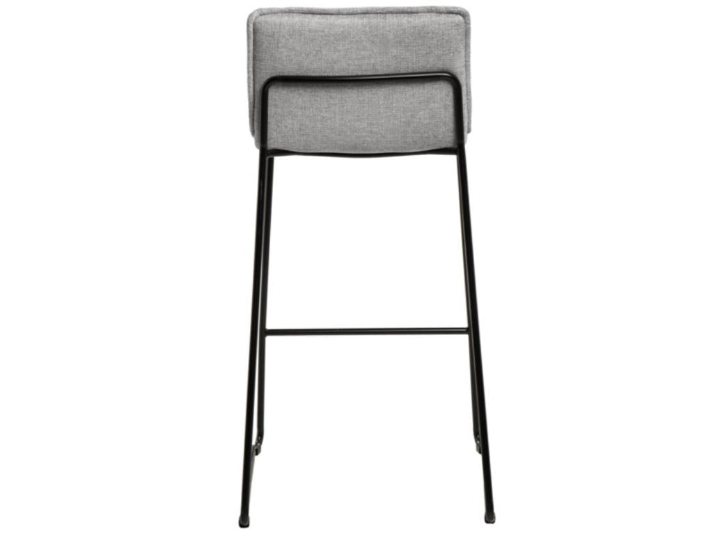 Modern fabric stool with black metal legs, Botane - Dark Grey - Seat height 74 cm