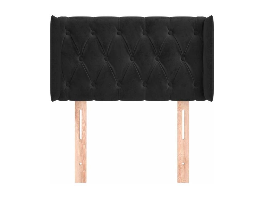 Headboard with wings, Black, 83x16x78/88 cm, Velvet
