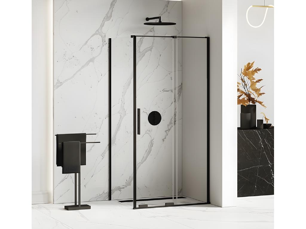 150x80cm sliding shower enclosure CANARIES BLACK, front access