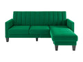 Corner sofa 210 CM, reversible corner armchair, convertible, 3-4 seater, green vertical striped velvet fabric