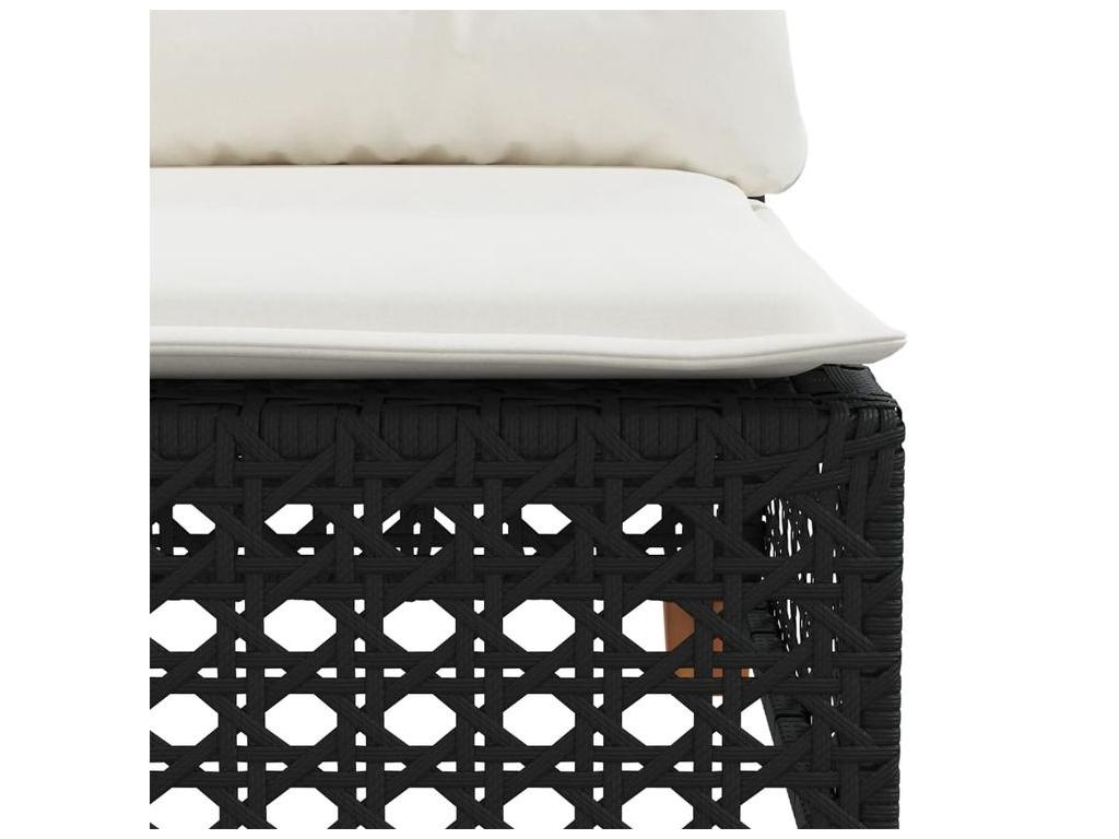 11-piece garden furniture set with cushions, black woven resin