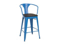 Homzora industrial design wooden and metal bar stool with backrest