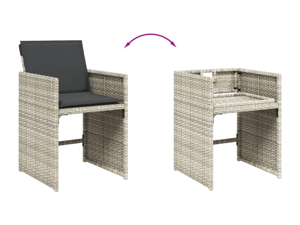 11-piece garden dining set with grey poly rattan cushions