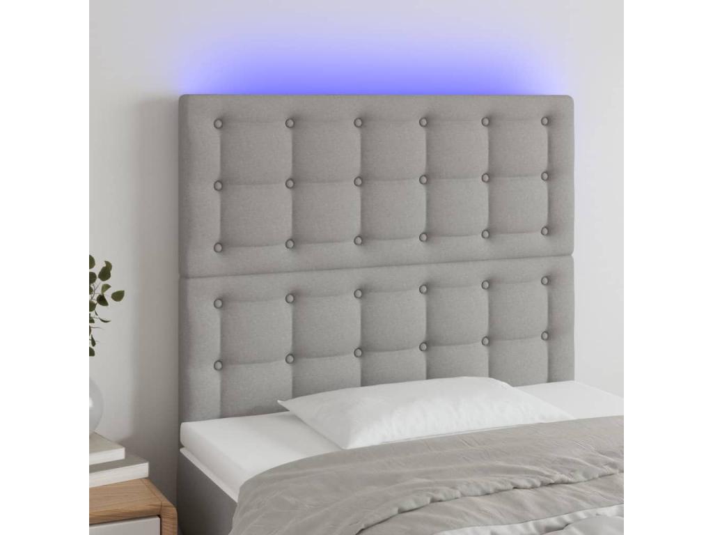 Light Grey LED Headboard 100x5x118/128 cm Fabric
