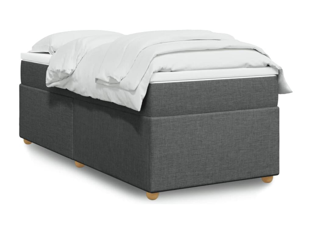 Meubiana bed base with mattress, dark grey, 90x200 cm, fabric
