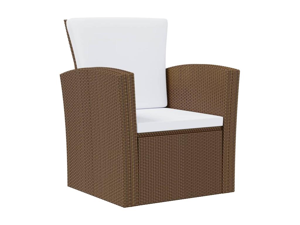 8-piece garden furniture set with cushions, brown woven resin