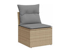 8-piece garden furniture set with cushions, beige woven resin