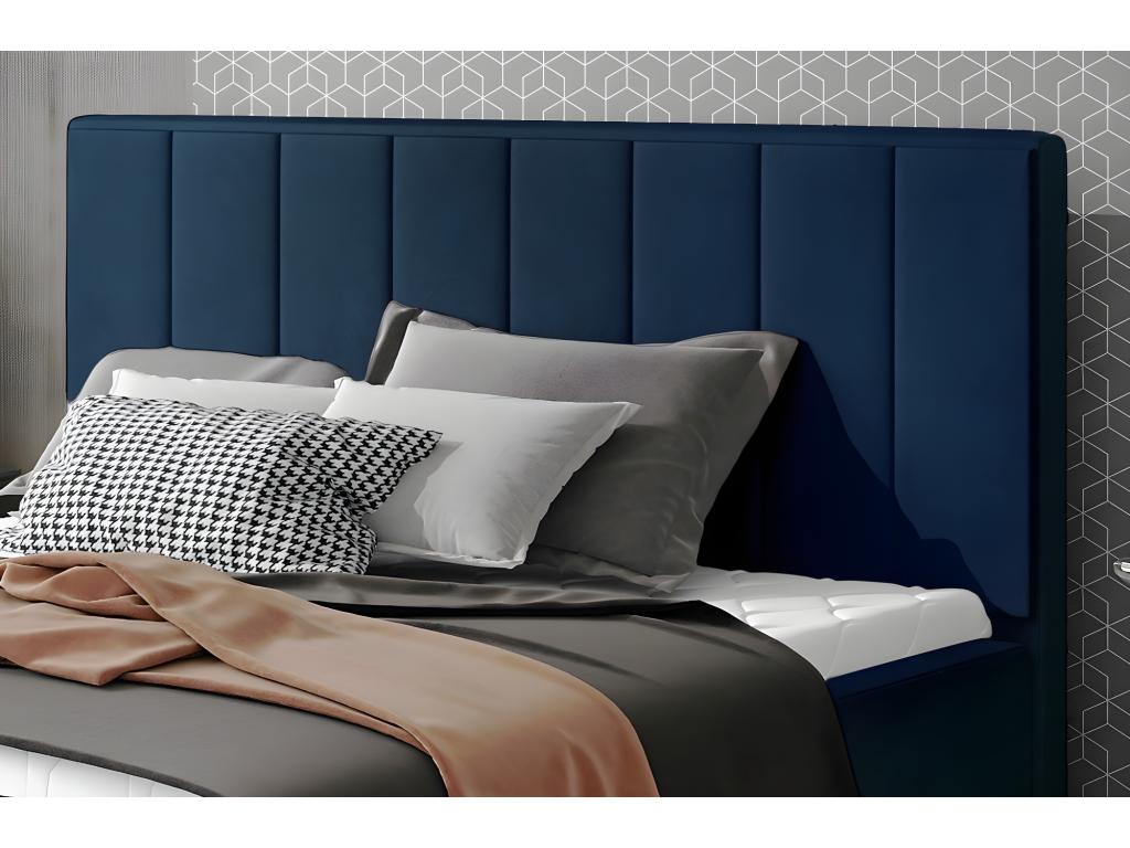 Luxury quality Meubiana blue double bed in velvet fabric, 140x200