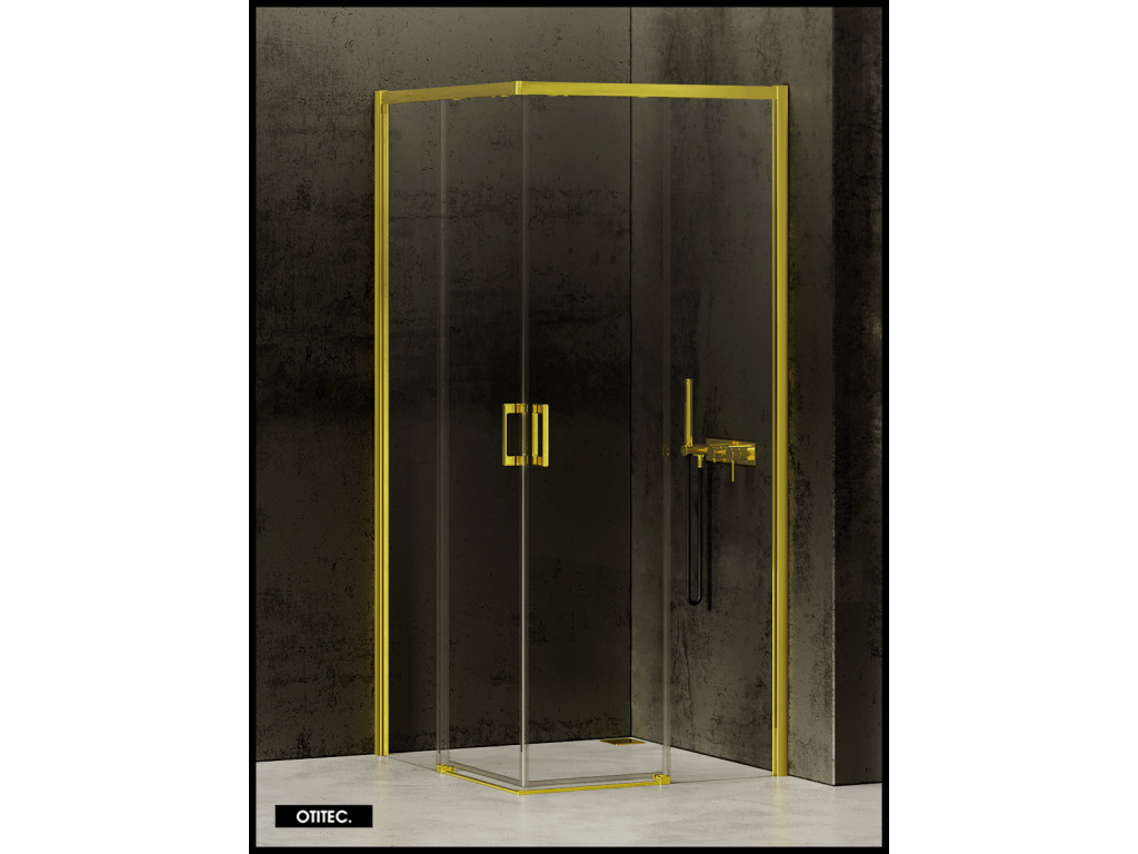 Sliding Shower Door with Side Panel - 80x100x200 - LIGHT GOLD - PREMIUM