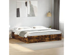 Bed frame without mattress, smoked oak, 200x200 cm