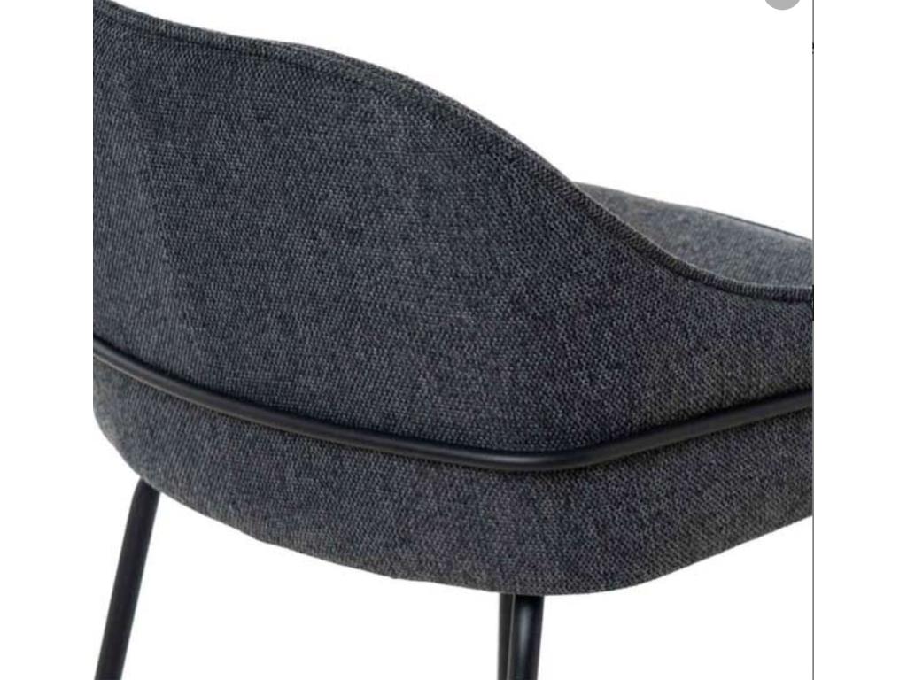 Modern fabric stool with black metal legs, Meubiana - Dark Grey - Seat height 76 cm