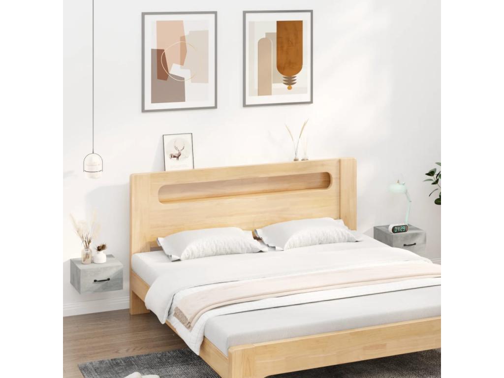 Wall-mounted bedside tables, 2 pcs, concrete grey, 35x35x20