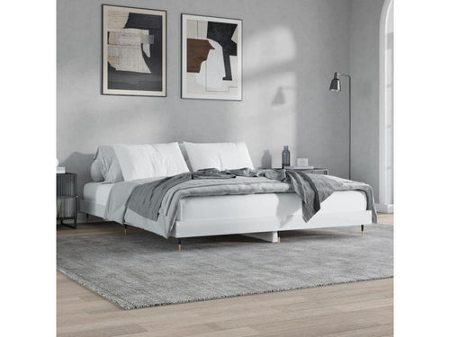 High-gloss white bed frame 180x200 engineered wood