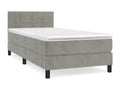 Upholstered bed base and mattress, light grey, 80x200 cm, velvet