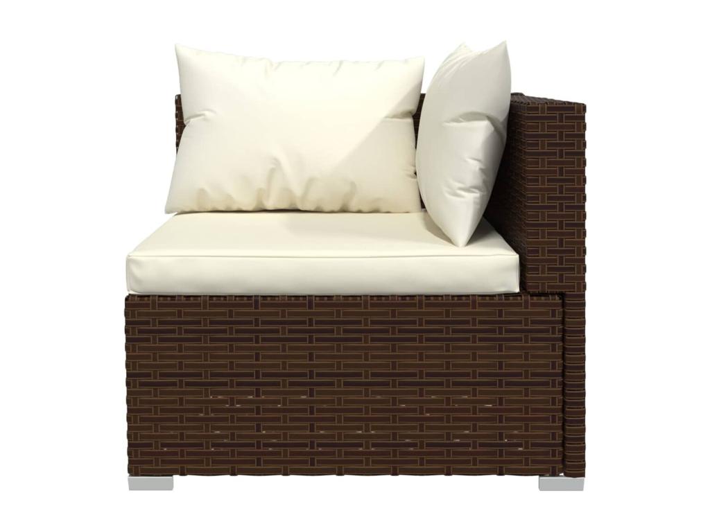 7-piece garden furniture set with cushions, brown woven resin