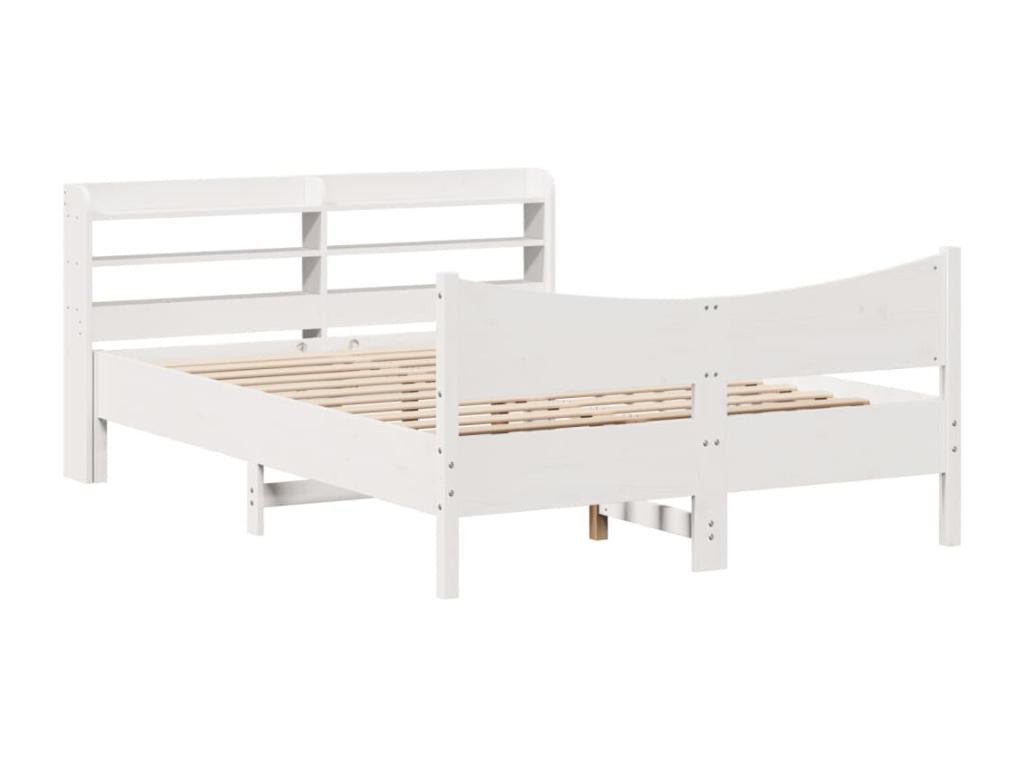 Bed frame with white headboard, 150x200 cm, solid pine wood