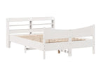 Bed frame with white headboard, 150x200 cm, solid pine wood