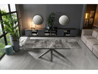 Extendable table from 160cm to 240cm with a modern ceramic top on tempered glass and anthracite marble finish
