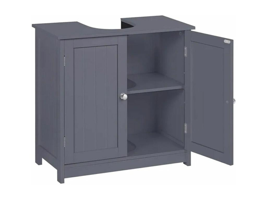 Bathroom sink cabinet with 2 doors and open compartment, adjustable shelf, under-sink cabinet, 60x30x60cm, Grey