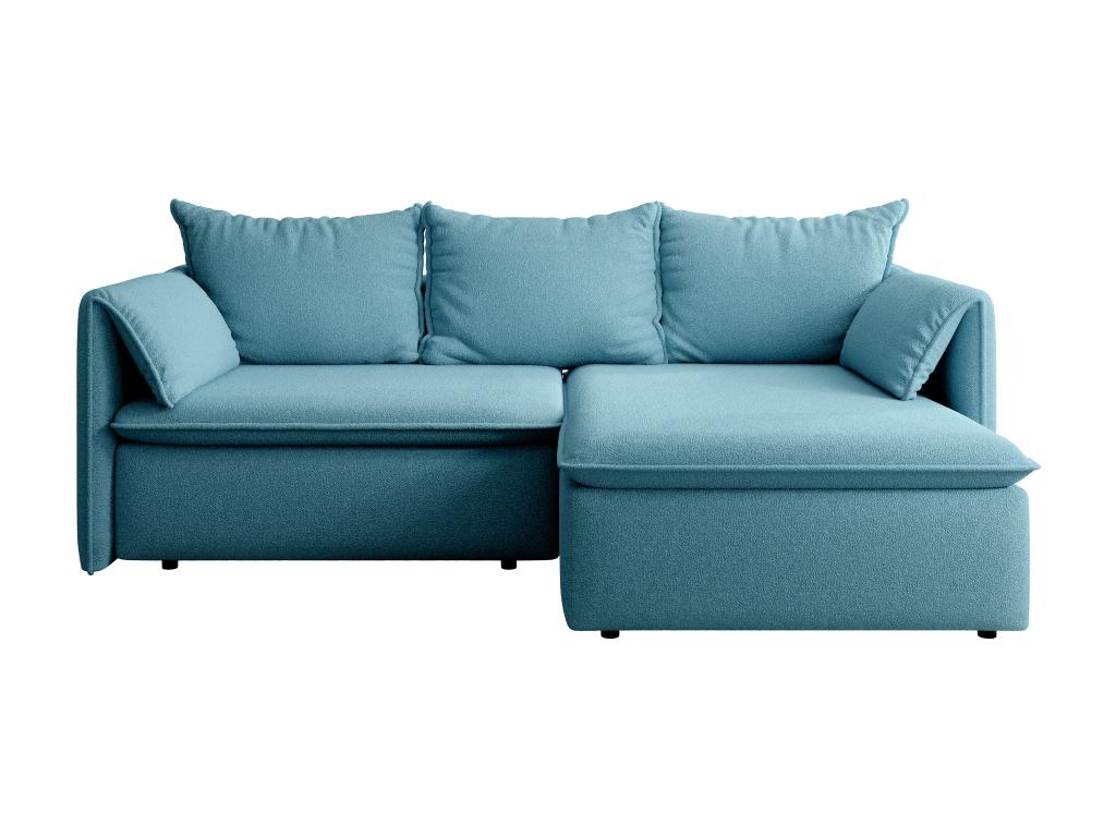 Meubiana right-hand corner sofa bed in textured blue fabric