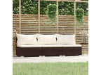 3-seater sofa with cushions, brown, woven resin