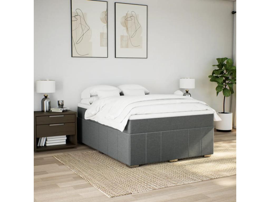 Meubiana bed base with mattress, dark grey, 140x190cm, fabric