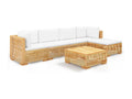 6-piece garden furniture set with cushions. Solid teak wood.