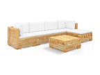 6-piece garden furniture set with cushions. Solid teak wood.