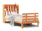 Bookcase bed without brown wax mattress 75x190 cm solid pine