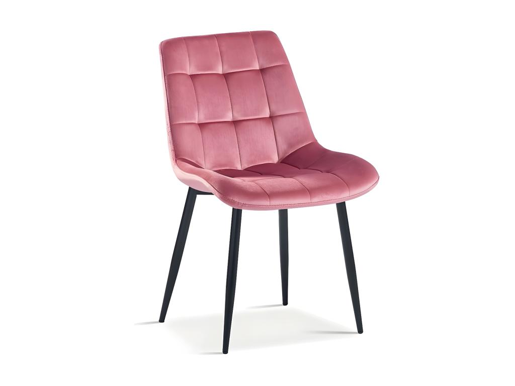 Meubiana velvet dining chair with pink metal legs