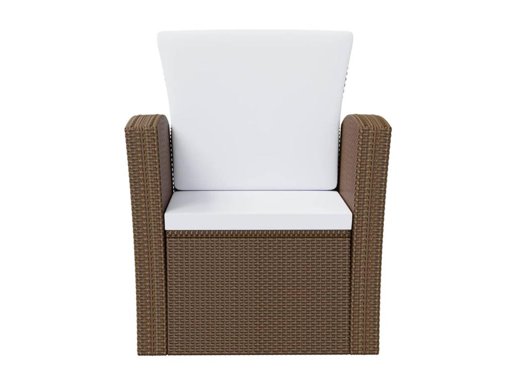 8-piece garden furniture set with cushions, brown woven resin