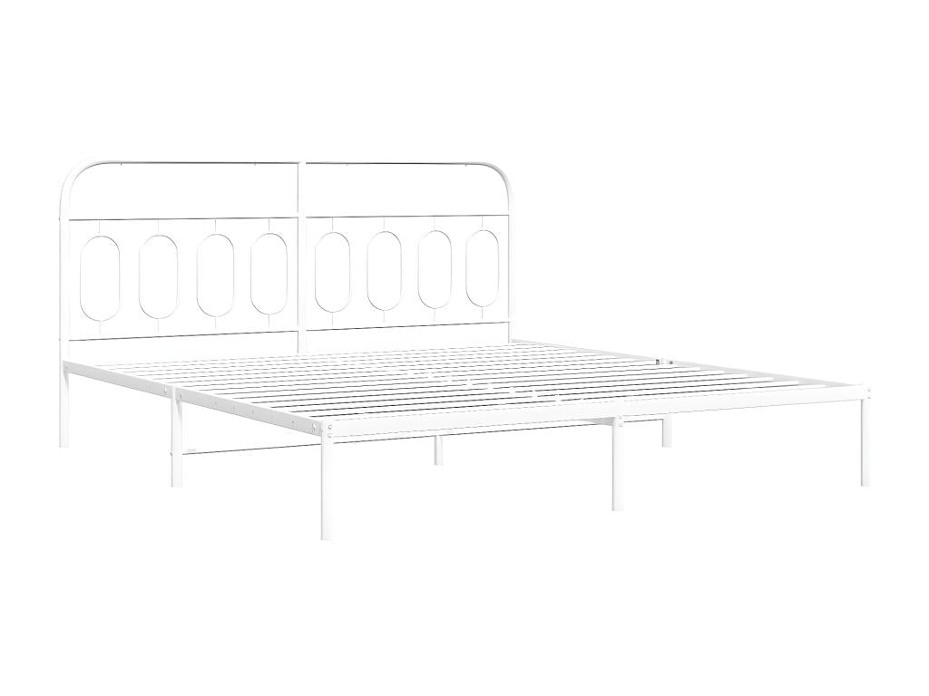 Metal bed frame with white headboard, 160x200 cm