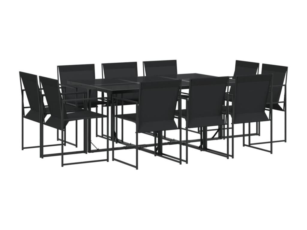 11-piece black textilene garden dining set