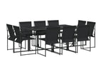 11-piece black textilene garden dining set