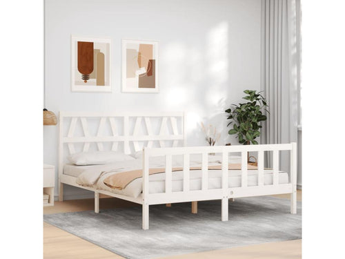 Bed frame with white headboard, Meubiana Size, solid wood