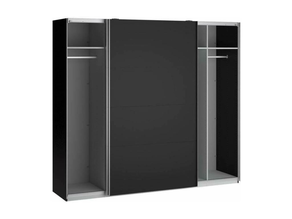 Meubiana 2-Door Wardrobe, Bedroom Furniture, Walk-in Closet, Clothes Storage, 250x60 h219 cm, Black