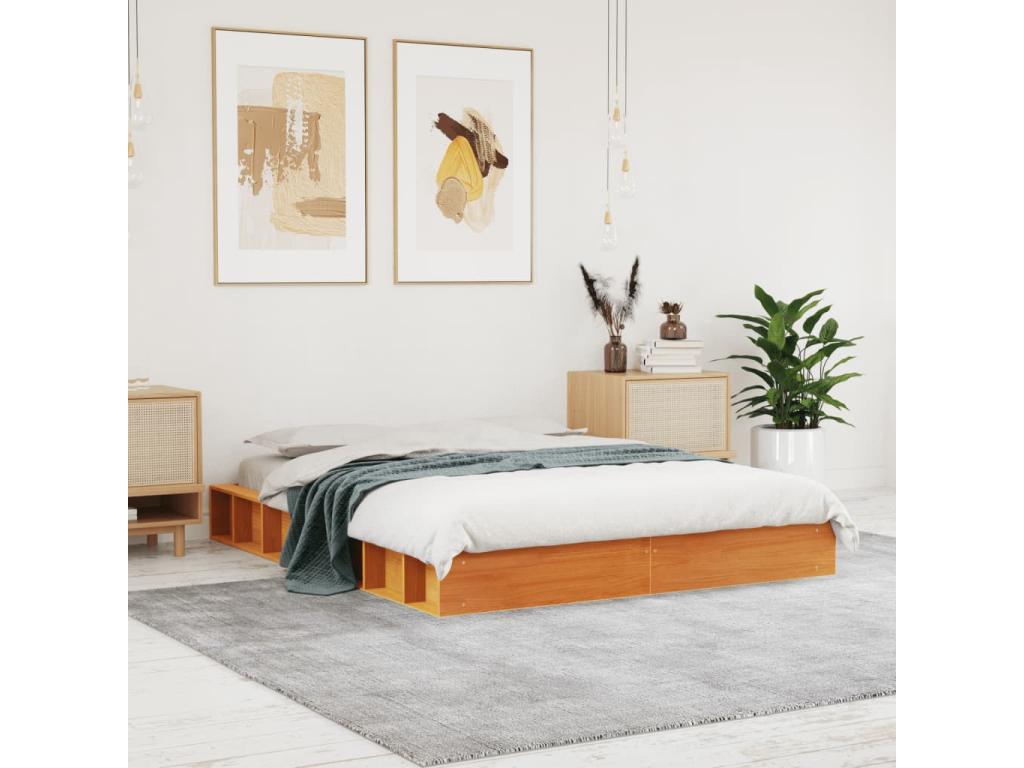 Brown bed frame 120x200 solid pine wood