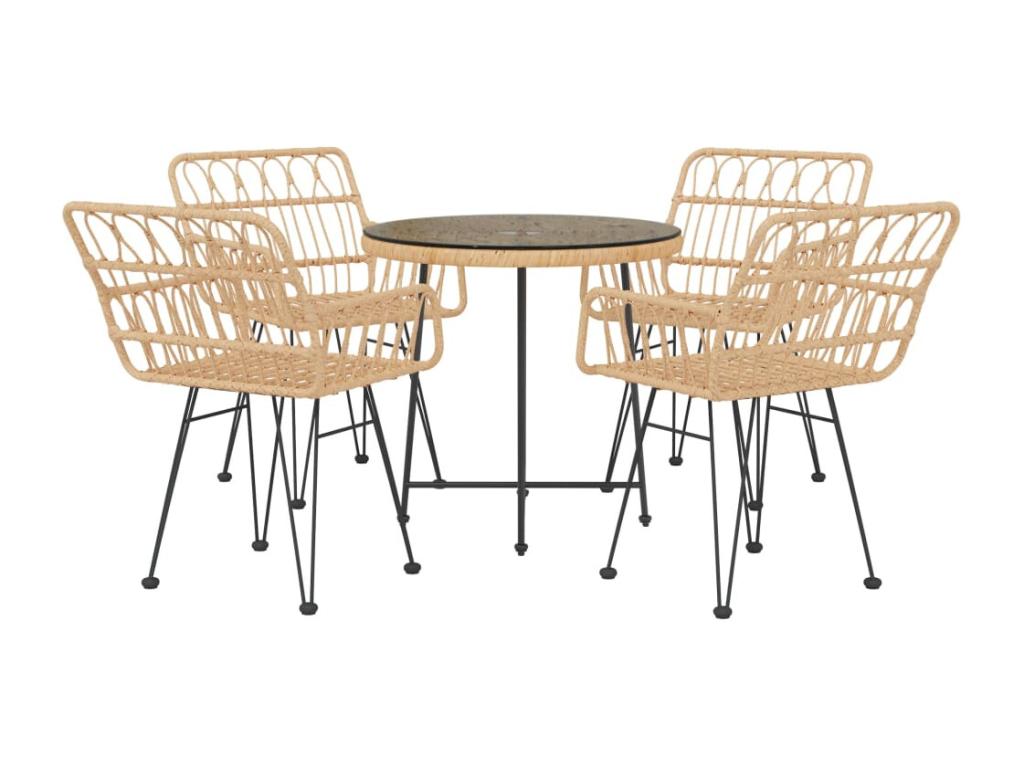 5-piece garden dining set, woven resin