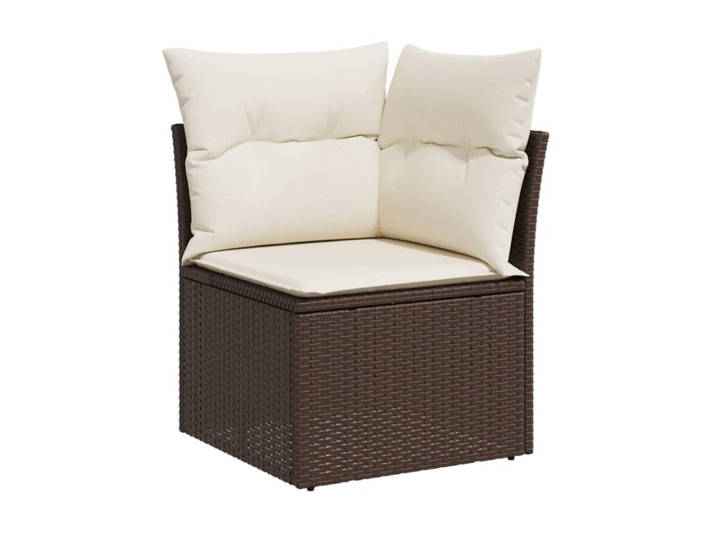 10-piece garden furniture set with brown resin wicker cushions