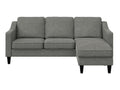 Meubiana - 3-seater sofa with chaise longue in grey fabric