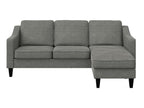 Meubiana - 3-seater sofa with chaise longue in grey fabric
