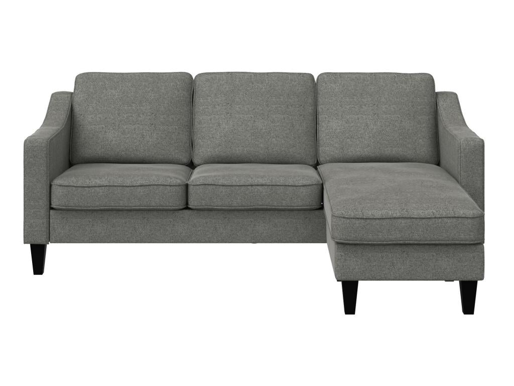 Meubiana - 3-seater sofa with chaise longue in grey fabric