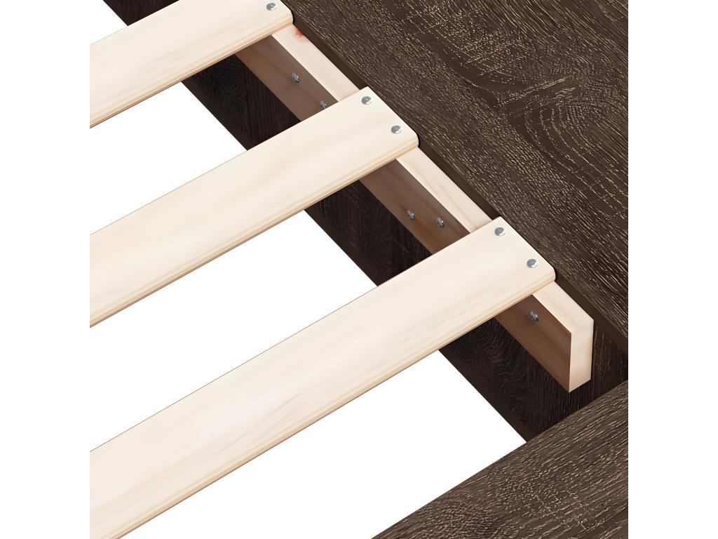 Brown oak bed frame 100x200 engineered wood