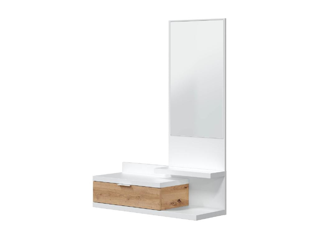 Hallway unit with mirror and drawer - Length 81 x Depth 29 x Height 116 cm