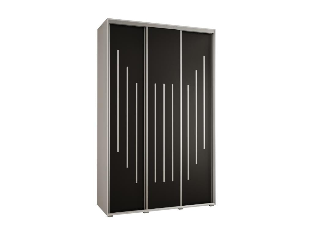 Meubiana 8 Sliding Door Wardrobe 235.2/160/60 3 Doors White/Black/Silver